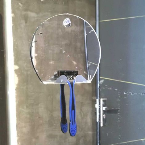 Miroir de salle de bain rond antibuée et antichute (1/4)