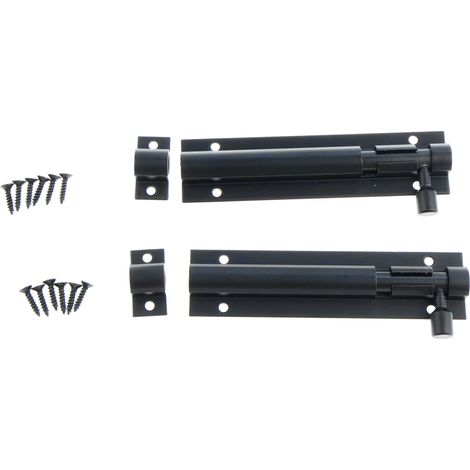 Lot de 2 verrou, barillet noir, acier robuste, pour portail jardin, porte cabanon(Troisième trimestre : Nouveaux produits en septembre) (1/5)