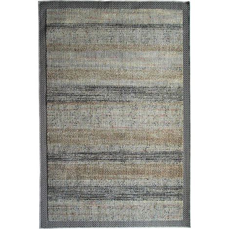 RECYCLE LINES - Tapis recyclé motif lignes beige noir 120x170 (1/4)