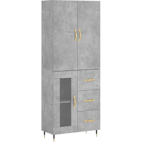 Maison Exclusive - Buffet haut Gris béton 69,5x34x180 cm Bois d'ingénierie (1/5)