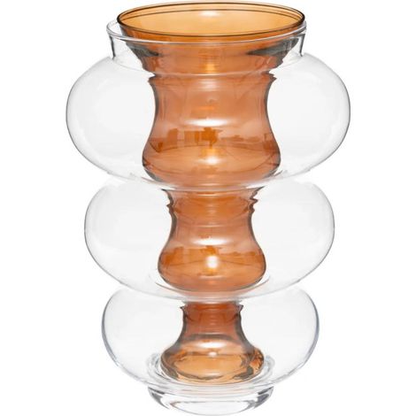 Vase Double en Verre "Matali" 36cm Ambre (1/3)