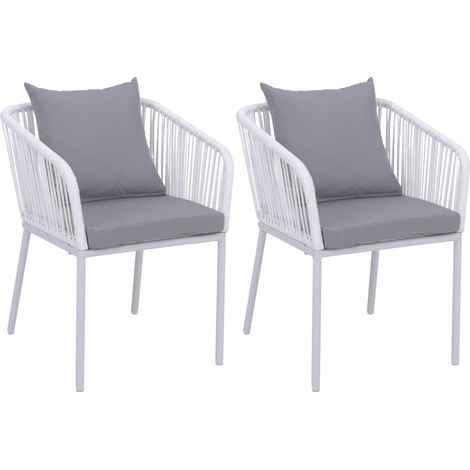 [JAMAIS UTILISÉ] Lot de 2 chaises de jardin HHG-616, accoudoirs pour l'extérieur, tressage en aluminium résistant aux intempéries, gris clair, coussins gris clair (1/5)