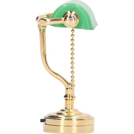 Miniatur-Puppenhaus-Tischlampe im Vintage-Stil, grün, LED-Schreibtischleuchte, Dekoration für Puppenhäuser im Maßstab 1:12 (1/5)