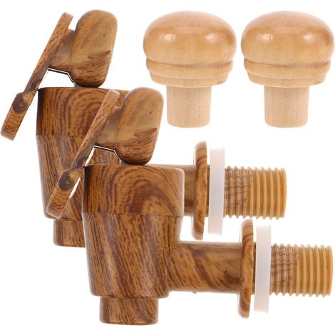 2 Ensembles de Robinet à Seau et Bouchon pour Tonneau à Vin en Plastique Design Bois, Facile à Installer, Étanchéité, Accessoires pour Bar à Domicile et Occasions Spéciales (1/5)