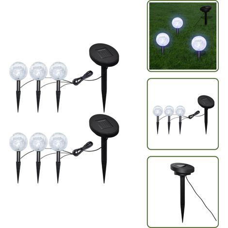 Gartenleuchten 6 Stk. LED mit Erdspießen & Solarmodulen - Solarlaternen - Outdoor Beleuchtung - Gartendeko - Kugellichter - LED Lichterkette (1/5)