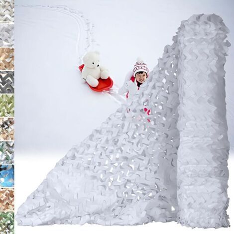 Filet de camouflage épais, protection solaire, idéal pour la chasse, les brise-vues, le camping et la décoration de jardin. 3 x 4 m, blanc. (1/5)