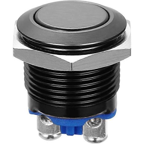 Interrupteur à bouton-poussoir momentané WINOMO, boîtier métallique, compatible avec un trou de montage de 16 mm (noir) (1/3)