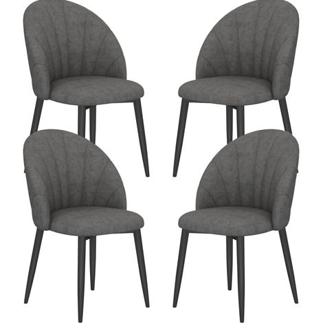 CHICFURN Juego de 4 sillas de comedor 52x54x79 cm gris oscuro de acero, sin brazos (1/5)