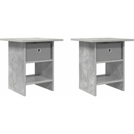 Bedside Table with Drawer 2 pcs Concrete Grey 41 x 40 x 45 cm vidaXL