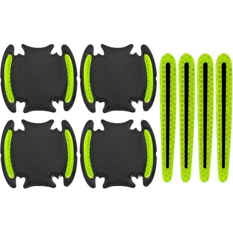 8 Pièces Autocollants Réfléchissants de Poignée de Porte de Voiture Vert Anti-Rayures Poignée Protection Film Porte Tasse Bol Tampon Sécurité Bandes (1/5)