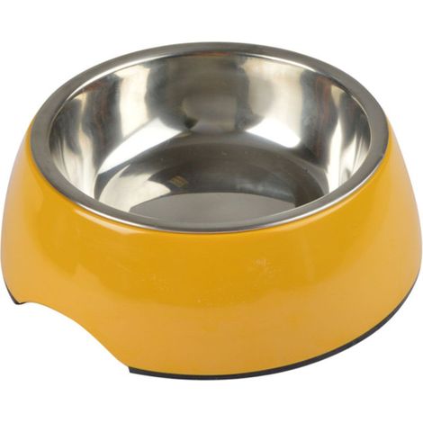 Gamelle pour Chien & Chat "Bol Inox" 17cm Moutarde (1/2)
