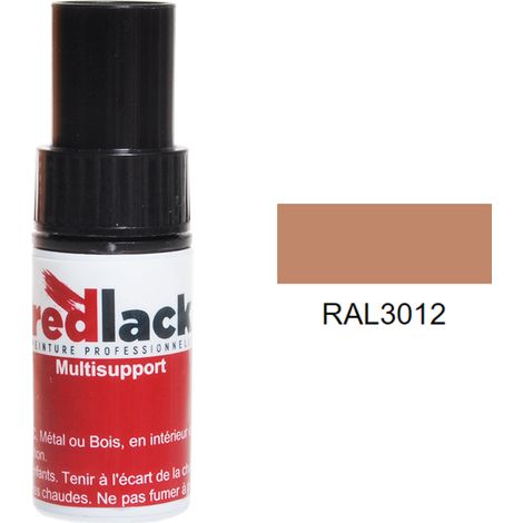 Retuschefläschchen mit Pinsel 9ml – RAL 3012 - Seidenmatt - Beigerot - für verschiedene Oberflächen - Redlack