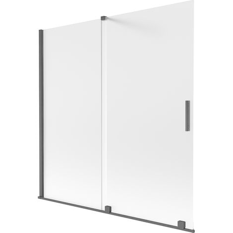 Mexen Velar Duschwand 2-flügelig verschiebbar 160 x 150 cm, matt, gebürstetes Gun Gray - 896-160-000-31-66 (1/2)