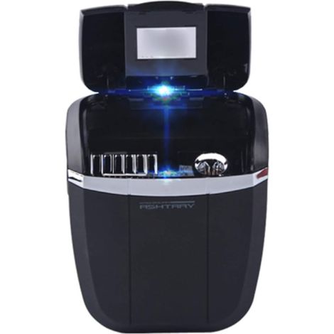Tragbarer, abnehmbarer Aschenbecher fürs Auto mit blauer LED-Anzeige, passend für die meisten Getränkehalter im Auto, schwarz, 78 x 45 x 85 mm (1/5)