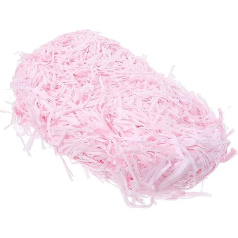 Déchiquetés de papier à puces 500 carats, écologiques, déchiquetés de papier crépon, adaptés pour être utilisés comme rembourrage dans les paniers cadeaux et les boîtes cadeaux (rose clair). (1/5)