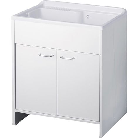 Waschbecken mit Schrank aus PVC Weiss 80x50 cm mod. Garden (1/5)