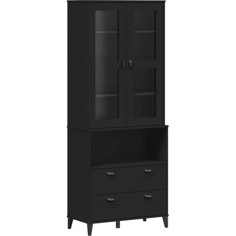 Maison Exclusive - Credenza VIKEN Nera 80x40x200 cm in Legno Massello di Pino