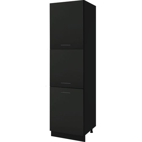Colonne de cuisine Lovia Noir Mat 3 portes L 60 cm - Porte avec poignée apparente   Black