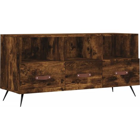 Mobile TV multimediale scaffale per televisione televisore buffet sala da pranzo soggiorno camera da letto rovere affumicato 102 x 36 x 50 cm derivati del legno marrone 020027295