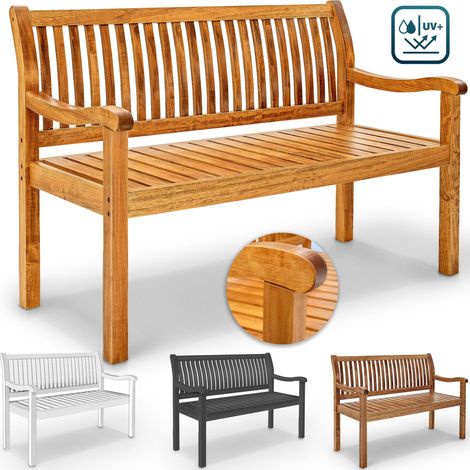 tillvex® Gartenbank Holz Dunkelbraun 125 cm / 2 - 3 Personen Parkbank Massiv Sitzbank Garten Gartenmöbel