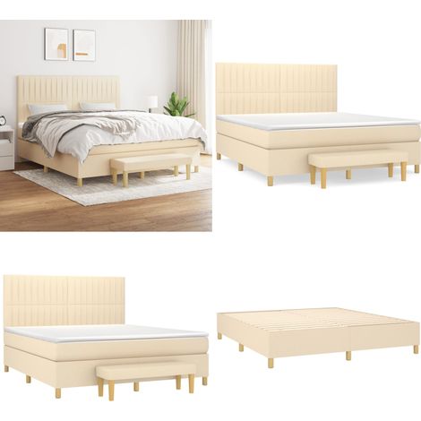 Boxspringbett mit Matratze Creme 180x200 cm Stoff - Boxspringbett - Doppelbett - Cremefarbenes Bett - Bettenrahmen - Matratze - Home & Living (1/5)