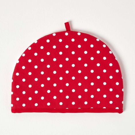 HOMESCAPES Couvre Théière Double Motif Pois Rouge Chauffe-Théière (1/5)