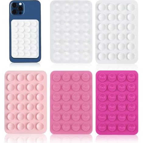 Support à ventouse pour téléphone portable avec forte adhérence, support en silicone adhésif pour vidéos mains libres, idéal pour la salle de bain, blanc, rose (1/5)