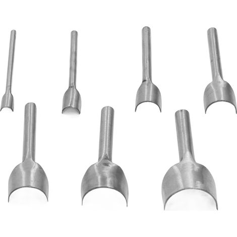7-teiliges Set Halbrundstanzer Typ C zum Stanzen von Riemenenden für die Herstellung von Ledergürteln (10–40 mm) (1/5)