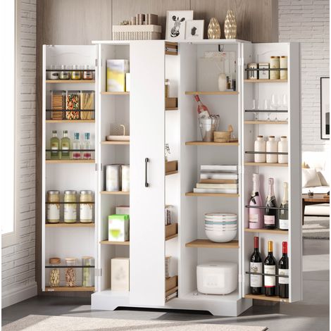 Buffet de cuisine avec range-épices, MDF, blanc, 150 x 78 x 40 cm - OKWISH (1/5)