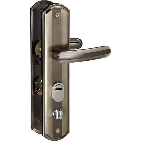 Set maniglia per ingresso, interasse 68 mm, defender integrato, alluminio brunito, sinistro – THIRARD (1/3)