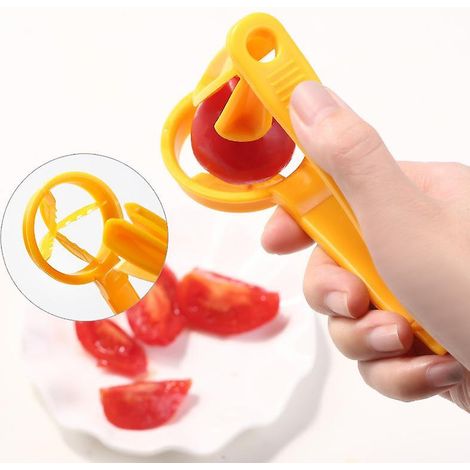 Manueller Tomaten- und Obstschneider – Küchenutensil zum Schneiden von roten Tomaten, Weintrauben, Kirschen, Pizzas und mehr (1/4)