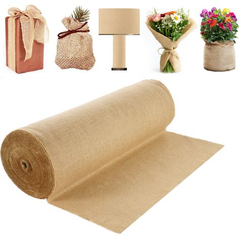 Rouleau de toile de jute naturelle, 40' x 300 ft & 50 x 50 haute densité, tissu de jute large pour décoration, artisanat, mariage, jardinage, protection hivernale des plantes et arbres (1/5)