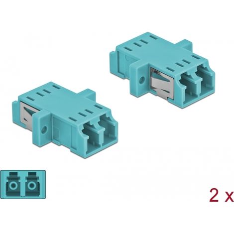 Delock Acoplador de Fibra Ãptica LC Duplex hembra a LC Dúplex hembra Multimodo 2 piezas azul claro