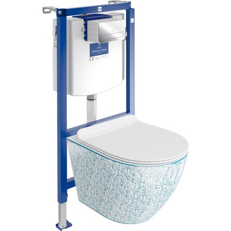 VILLEROY&BOCH WC Set mit Vorwandelement, Wand-WC und Spülknopf (1/5)