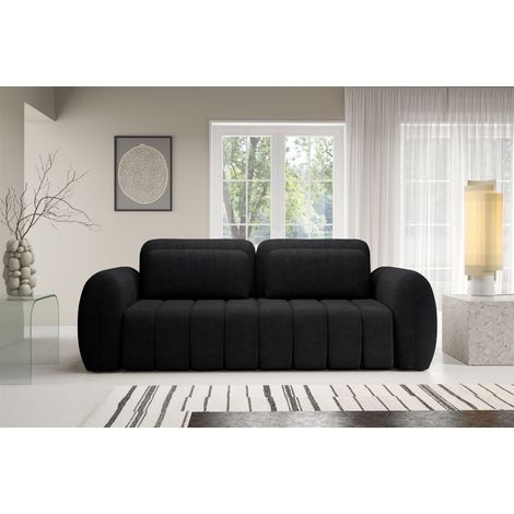 Sofa 3-Sitzer mit Schlaffunktion CARIA in Stoff Quelle Schwarz (1/5)