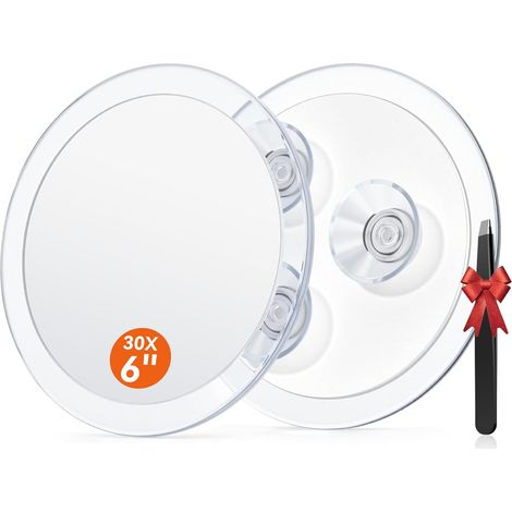Miroir Grossissant 30X avec 3 Ventouses Portable, Diamètre 15cm (1/5)
