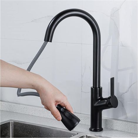 Robinet de remplissage de pot Cuisine Robinet Noir Tirez sur Cuisine Tap Tap Gold Browned Drap Down Cuisine Mélangeur Robinet Robinet Robinet Robinet Tap Tap Laiton Robinet pliant ( Color : Zwart , Si (1/5)