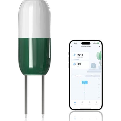 Xtsuen Pflanzenfeuchtigkeitsmesser, 2-in-1 kabelloser WLAN-Bodenfeuchtigkeitssensor für Topfpflanzen, Garten- und Rasenpflege (1/5)
