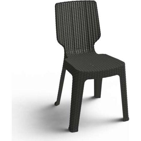 Sedia T-Chair Resina Effetto Rattan Colore grafite - Misura 39x48x68h cm - Impilabile - Keter