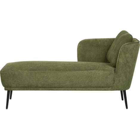Chaise longue estilo retro con cojín muebles de sala de estar de tela verde oscuro derecho Artheze (1/5)