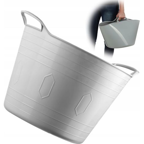 KADAX Wäschekorb aus Kunststoff, universal, 26 l, eckig, grau