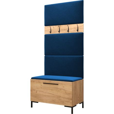 Conjunto para recibidor Nomal III, Craft roble, 196x84x46cm, Tapiz, Aglomerado laminado, Montada en la pared, Colocada