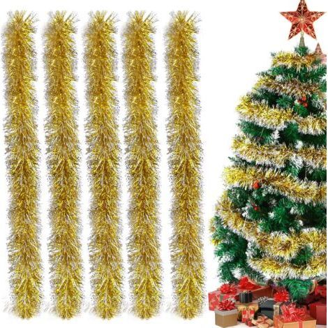 Guirlande de Noël dorée, lot de 5 guirlandes de Noël dorées (1/4)