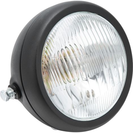 GARRYFIZH Phare avant universel 12 V pour moto, étanche à l'eau et à la poussière, style rétro, feux de route/croisement, coque noire, lentille blanche