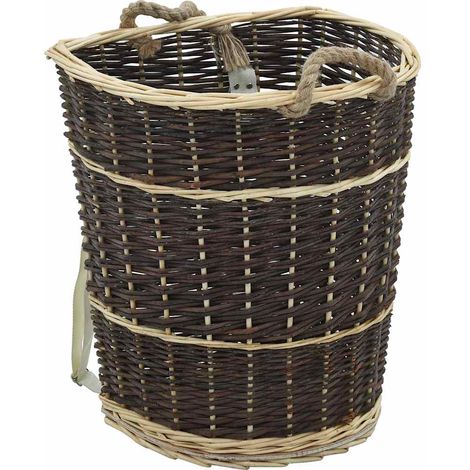 Cesto de leña con correas transporte sauce natural 44,5x37x50cm vidaXL