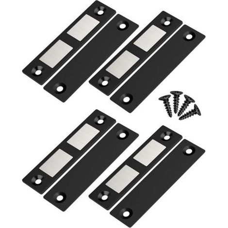 Lot de 4 Ultra Mince Aimant Porte Placard Puissant Loquet de Porte Magnétique pour Porte d'armoire, Tiroir, Fermeture Aimant de Porte Coulissant pour Placard Meuble Cuisine Maison, Noir (1/5)