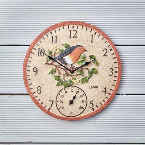 Horloge murale et thermomètre Outside In Robin 12 pouces (1/5)