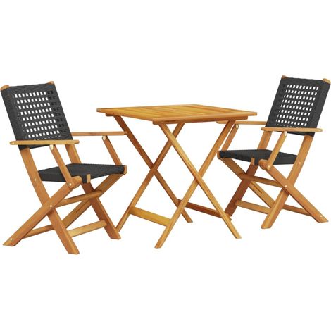 Maison Exclusive - Set da Bistrot 3 pz Nero in Polyrattan e Legno Massello