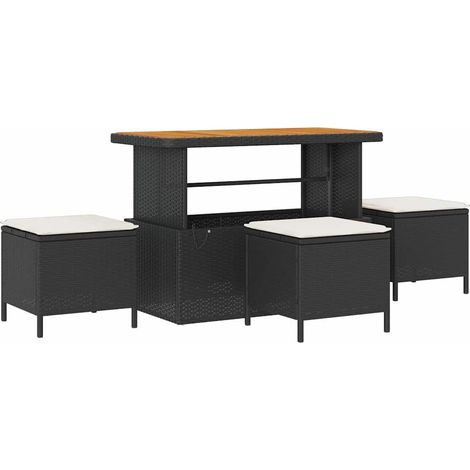 Maison Exclusive - Garten Essgruppe Schwarz Poly-Rattan