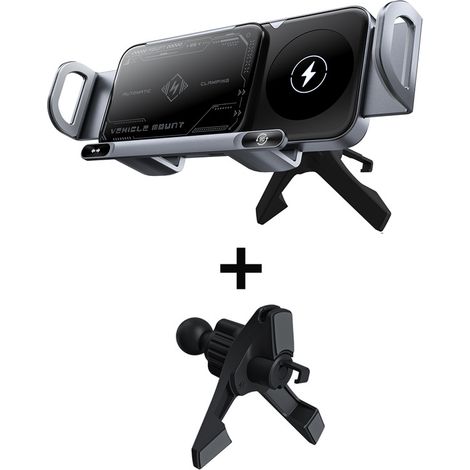Supporto per telefono da auto a induzione da 15 W, caricabatterie a induzione per auto Qi Fast Dual Coil, caricabatterie wireless con bloccaggio automatico applicabile per Samsung Galaxy Z Fold 6/5/4/